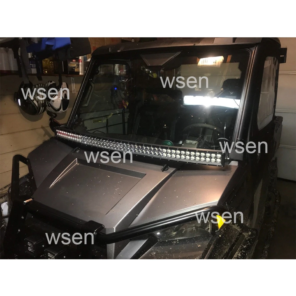 50 inches 288W Curved LED Light Bar with Wiring Kit and A-Pillar Brackets For Polaris Ranger 1000 900 regular crew XP and 570