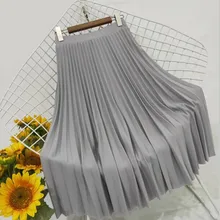 Новая модная женская плиссированная юбка с эластичной резинкой на талии, юбки для девочек, 5 цветов