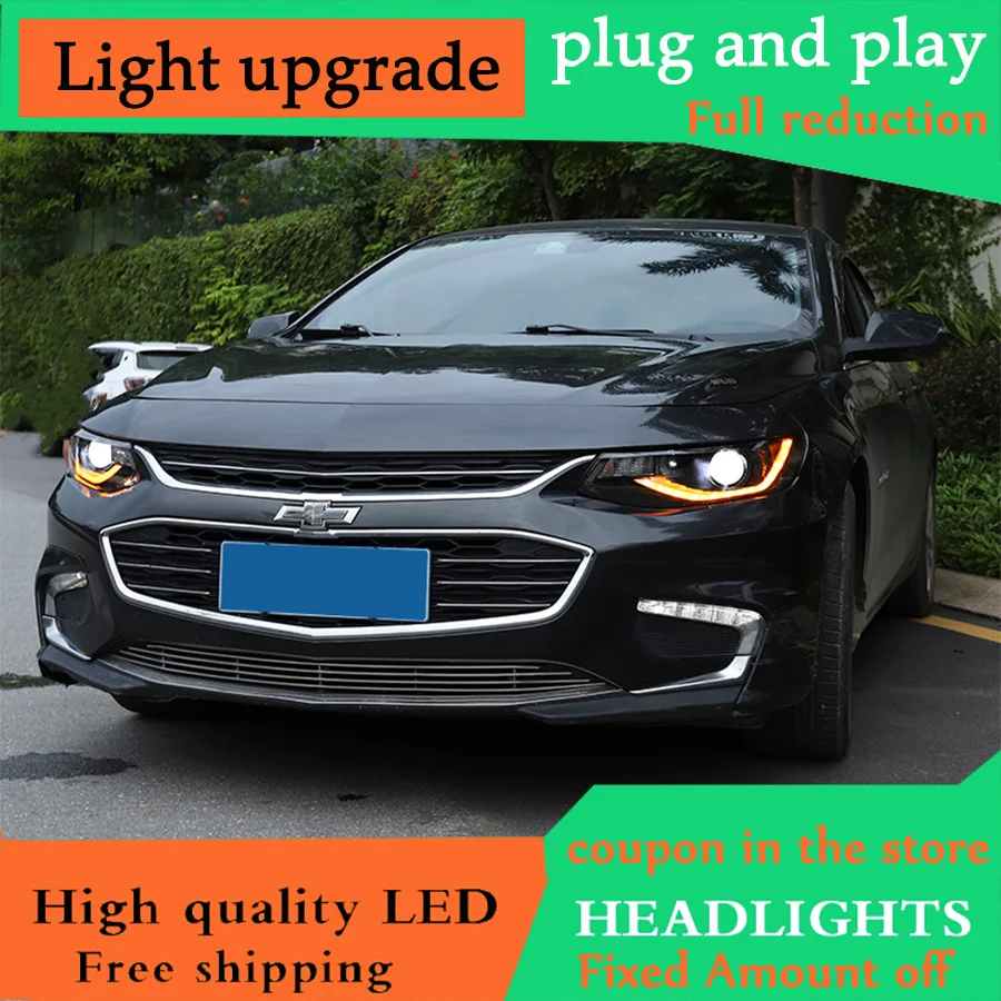 DY_L автомобильный Стайлинг корпус передней фары для Chevrolet Malibu- фары светодиодный фара Malibu DRL Объектив Двойной Луч Биксенон HID
