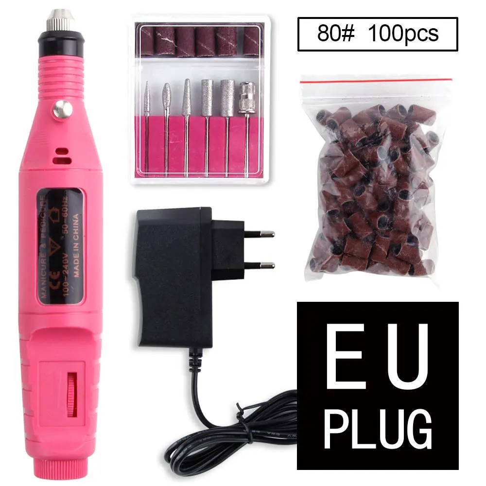 Set B EU Plug Дрель для ногтей, маникюрный станок, мощный Электрический токарный станок для маникюра и педикюра, Шлифовальная Пилка для полирования ногтей, фрезерный станок, художественный инструмент - Color: Set B EU Plug