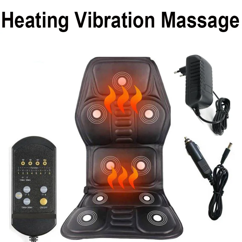 Portable Electric 9 Motor Heating Vibrating Back Chair In Cussion Car