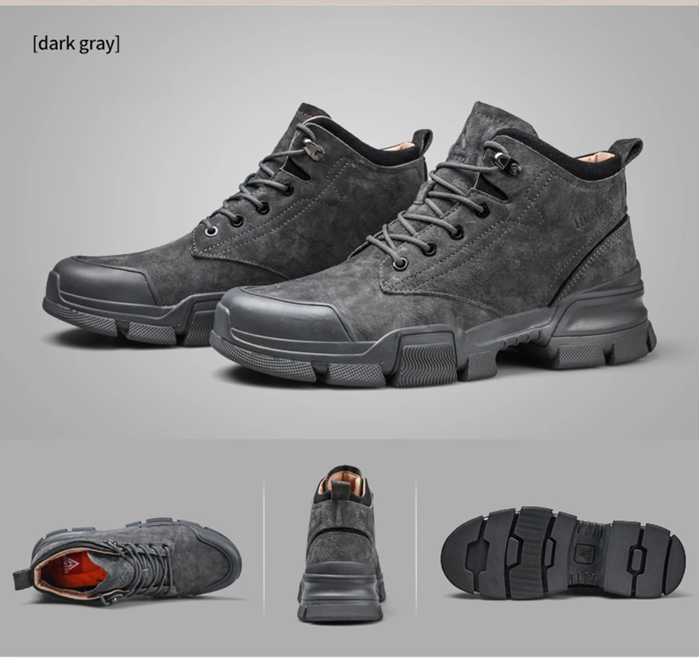HUMTTO Men's Leather Outdoor Hiking Trekking Hunting Boots Sneakers Shoes For Men Sport Climbing Mountain Boots Shoes Man