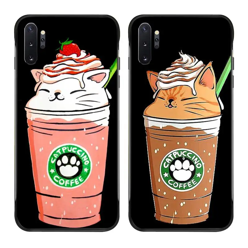 Chocolate Coffee Cat Capuccino Phone Case For Samsung Note 7 8 9 10 Lite Plus Galaxy J7 J8 J6 2018 Prime | Мобильные телефоны и