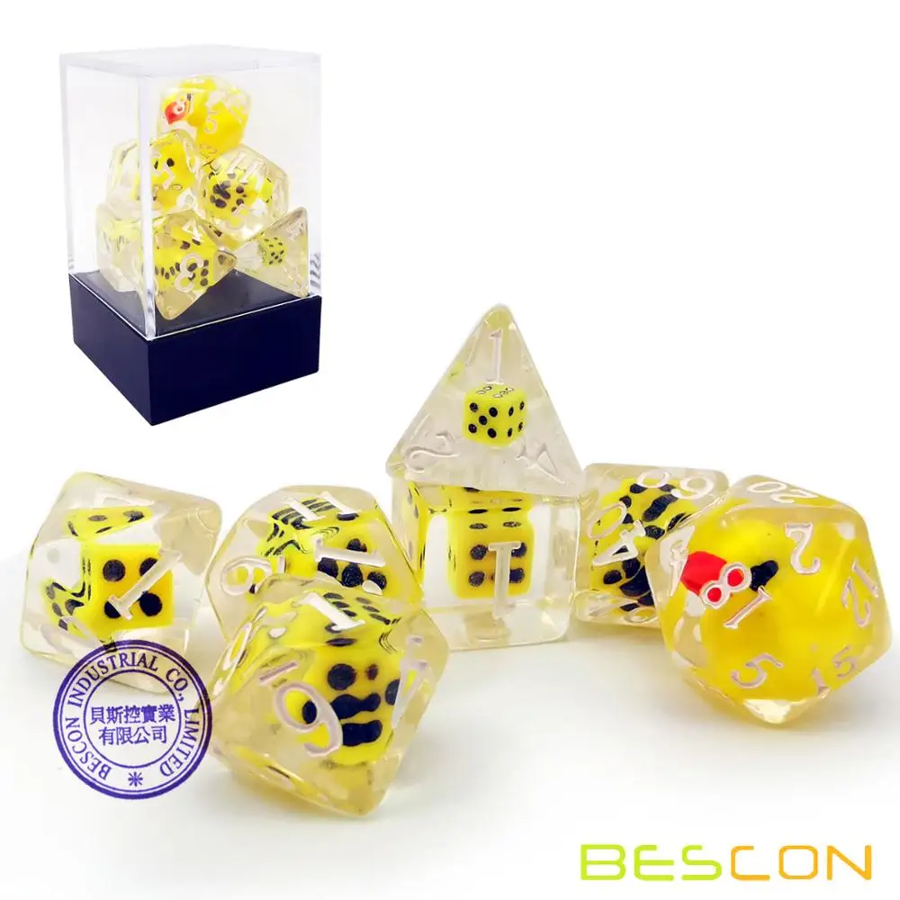 Bescon Novelty Polyhedral Dice Set YellowDuck, Yellow Duck RPG Dice set of 7 5