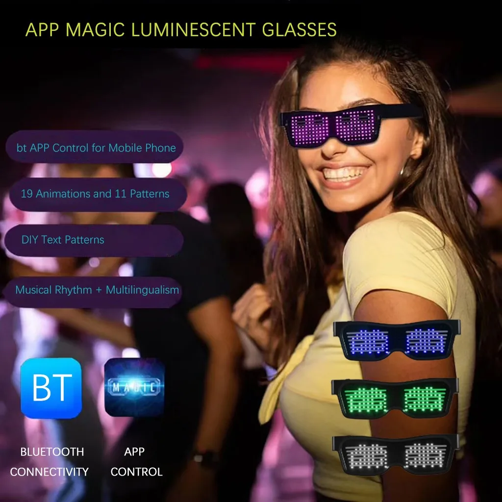 Стенд от BT APP светодиодный светящиеся солнцезащитные очки оттенки мигающие Blin светящиеся очки Вечерние