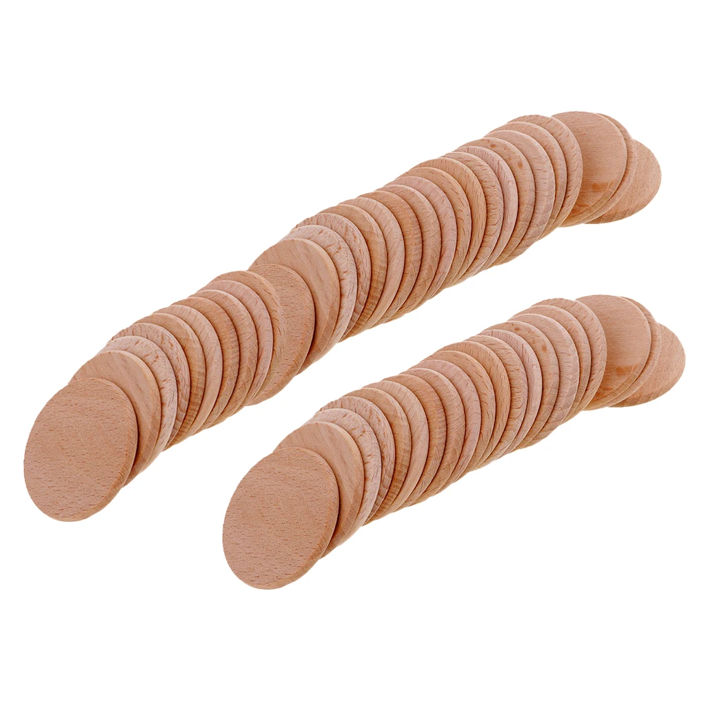 50x Wood Circles Chips Slices For Board Game Home Wedding Party Decors