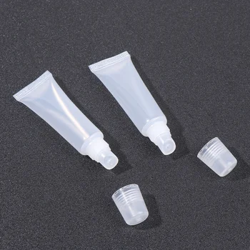 

40 pcs Empty Tubes with 2 Funnels Refillable Travel Transparent Oblique Mouth Cosmetic Container for Lip Balm
