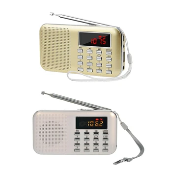 

2pcs Mini Portable Am/Fm Radio Mp3 Music Player Speaker Support Micro-Sd/Tf Card - Gold & White