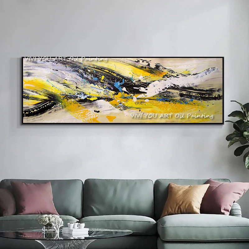 

100% Handmade Abstract Golden Simple Pretty Canvas Oil Painting Wall Art Picture For Living Room Aisle Modern Home Decoration