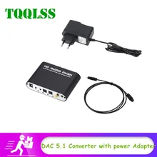 Aux 3.5mm para 6rca 5.1 canais estéreo usb dac converter digital para conversor de áudio analógico ac3 decodificador de som óptico spdif coaxial