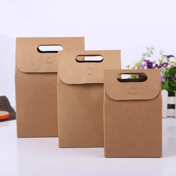 

20pcs Kraft Paper Gift Bags with Handles Small Jewelry Gift Bags Portable Baked Food Candy Packaging Bags Flower and Fruit Box