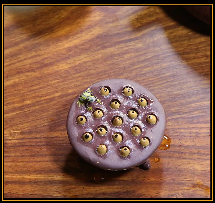 Lotus Seedpod Greenish Blue Frog Tea Ornaments Wholesale Clay Greenish Blue Toad Lotus Seed Craft Gift Customization Rain Sand M