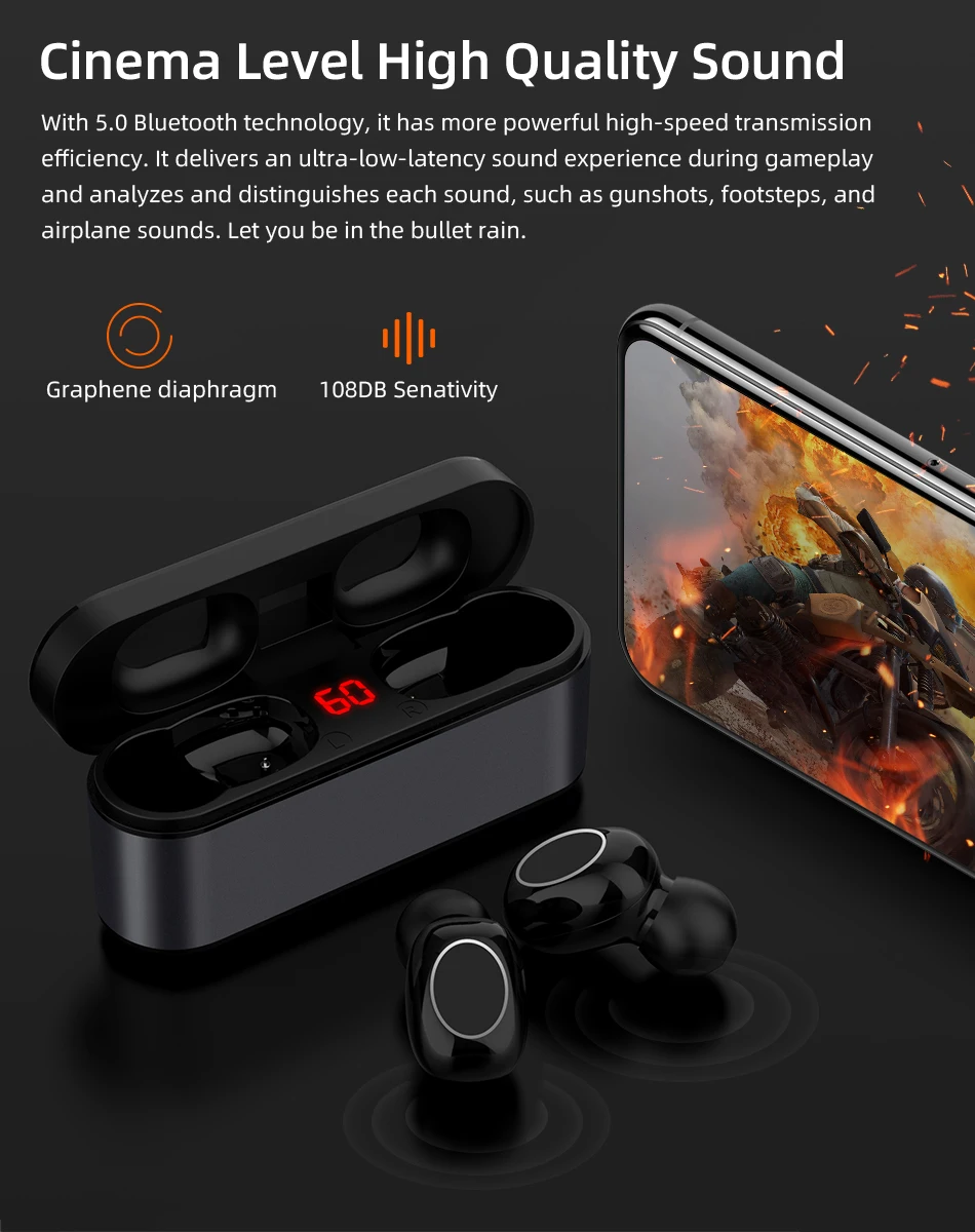 Q32 Bluetooth 5,0 наушники HBQ TWS Беспроводные спортивные наушники с громкой связью 3D стерео игровая гарнитура с микрофоном 1500 мАч зарядная коробка