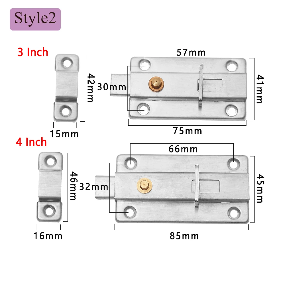 2 стилей, из нержавеющей стали двери сарая замок болт дверные Захваты шкафа слайд навесной замок комплект для Ванная комната туалет Спальня товары для дома