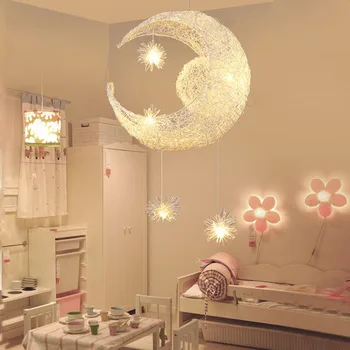 

BEIAIDI Modern Creative Moon Pendant Lights Children's Room Bedroom Cafe LED Hanging Lamp Home Fixture Light For Christmas Decor