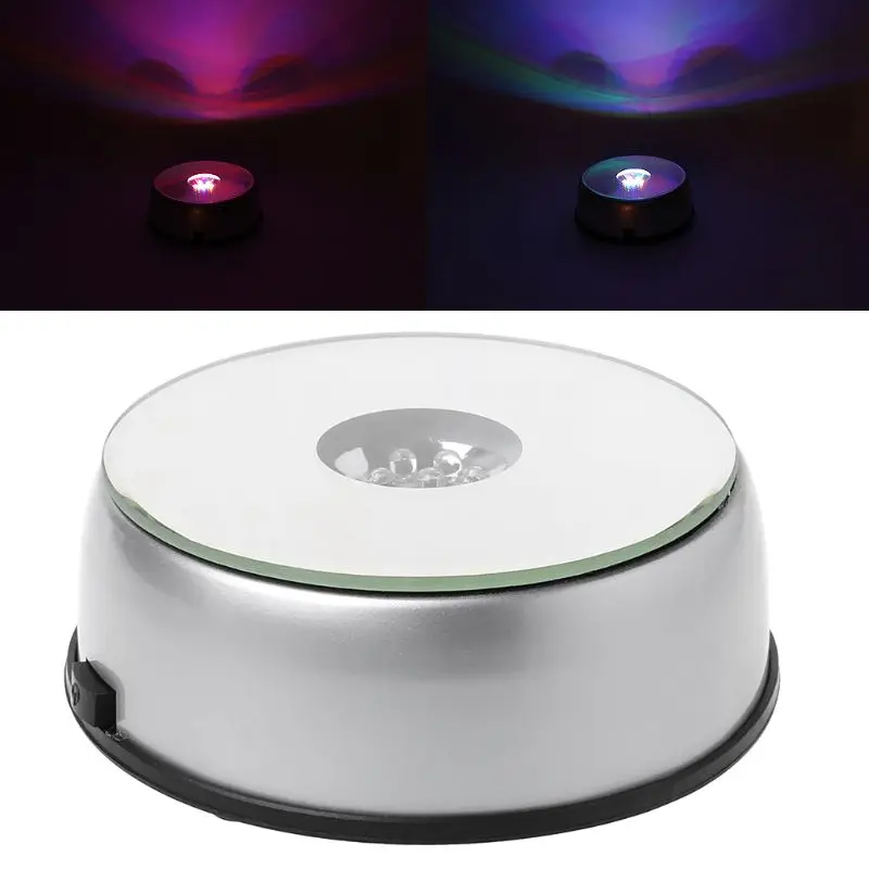 

7-LED Colorful Luminous Light Stand Rotating Laser Display Base Turntable Night Lamp E65B