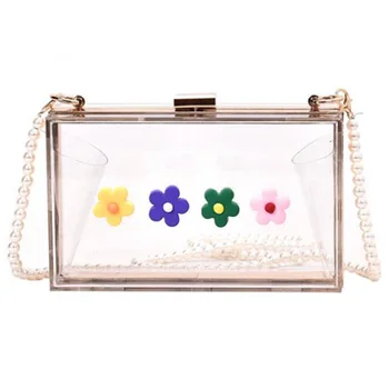 

AUAU-Colorful Flowers Transparent Fashion Ladies Send Opponents Tote Handbags Shoulder Messenger Bag Handbags