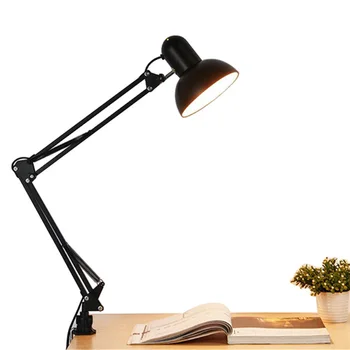 Kaufen Flexible Schaukel Arm Clamp Montieren Schreibtisch Lampe Schwarz Eisen Tisch Licht Lesen Lampe Für Home Office Studio Studie UNS Stecker In AC 90 V-260 V