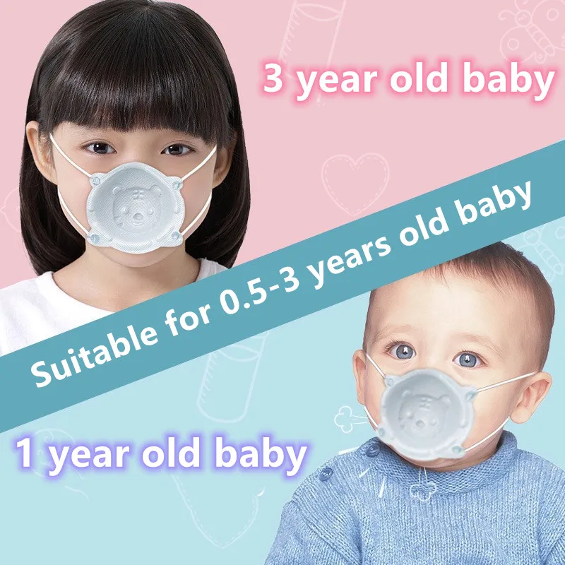0-3 Age Newborn Infant Baby kids 3D Face Mask with Valve 4-layer Meltblown Non-woven Filter Children Mask Mascarillas 2