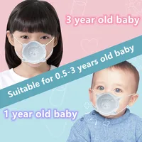0-3 Age Newborn Infant Baby kids 3D Face Mask with Valve 4-layer Meltblown Non-woven Filter Children Mask Mascarillas 2