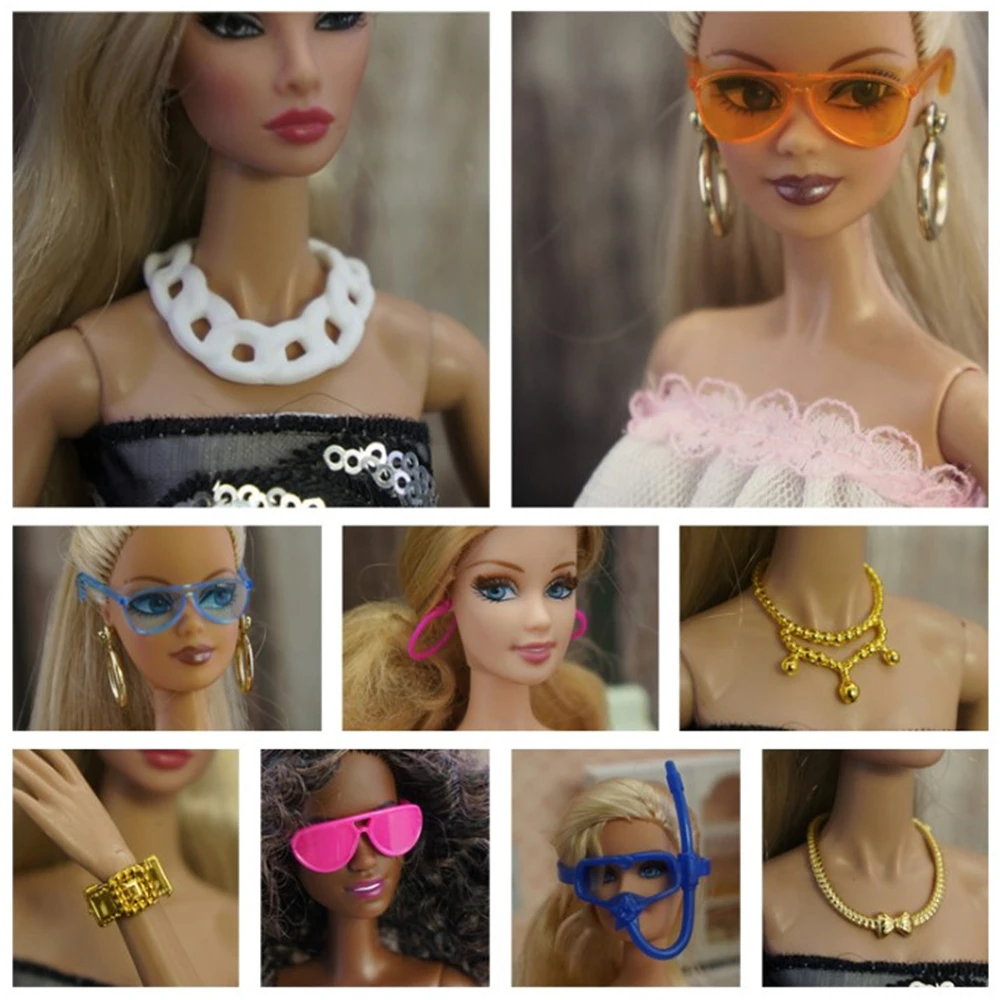 Accessoires de poupée lunettes de soleil boucles d'oreilles boucle d'oreille en épingle à cheveux perles pour Barbie bricolage jouet à la main exquise poupées accessoire