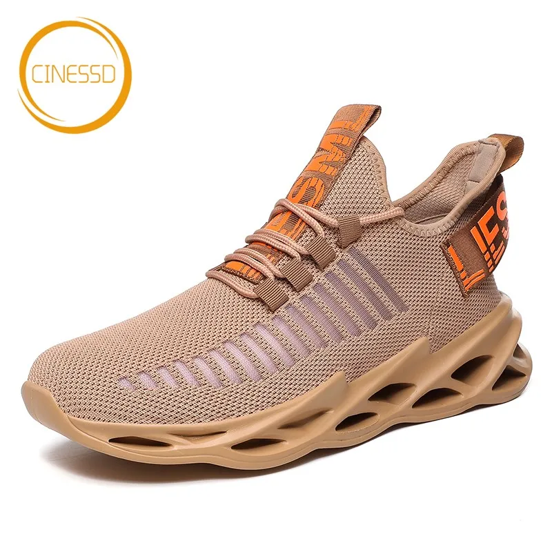 

CINESSD Men's Cushioning Blade Sole Running Shoes Large Size Outdoor Jogging Sneakers Breathable Shockproof Walking Sports Shoes