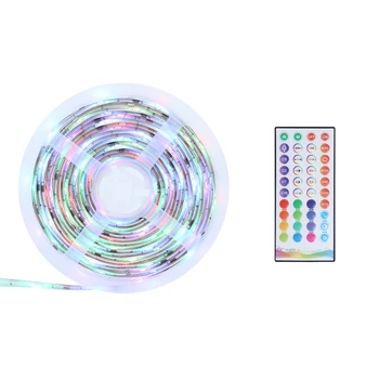 

5M Light Bar 40 Key IR Remote Controller 5050 RGB Set Soft Light Bar 5050 RGB IP65 Waterproof Light Strip,US Plug