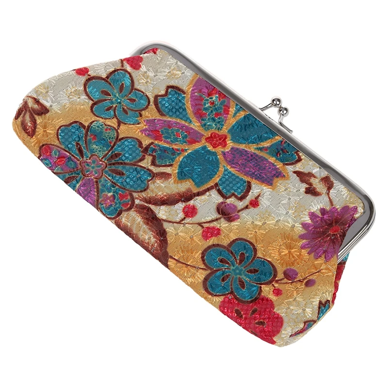 Женская монета кошелек сумочка в цветочек кошелек мешок денег(бежевый