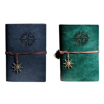 

2x Retro Personality Notebooks Journal Notepads Ring Binder Diary Notebook S Green & Blue