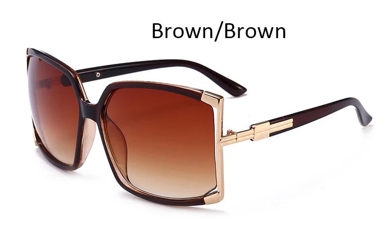 brown brown Градиентные линзы элегантные негабаритные Квадратные Солнцезащитные очки для женщин высокого качества Роскошные Брендовые женские солнечные очки Oculos UV400 - Цвет линз: brown brown