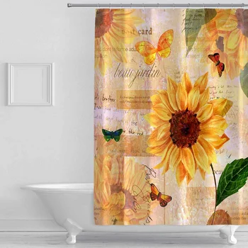 

180x180cm Bathroom Set Waterproof Shower Curtain Bath Cover Bathroom Decor Butterfly Sunflower Type