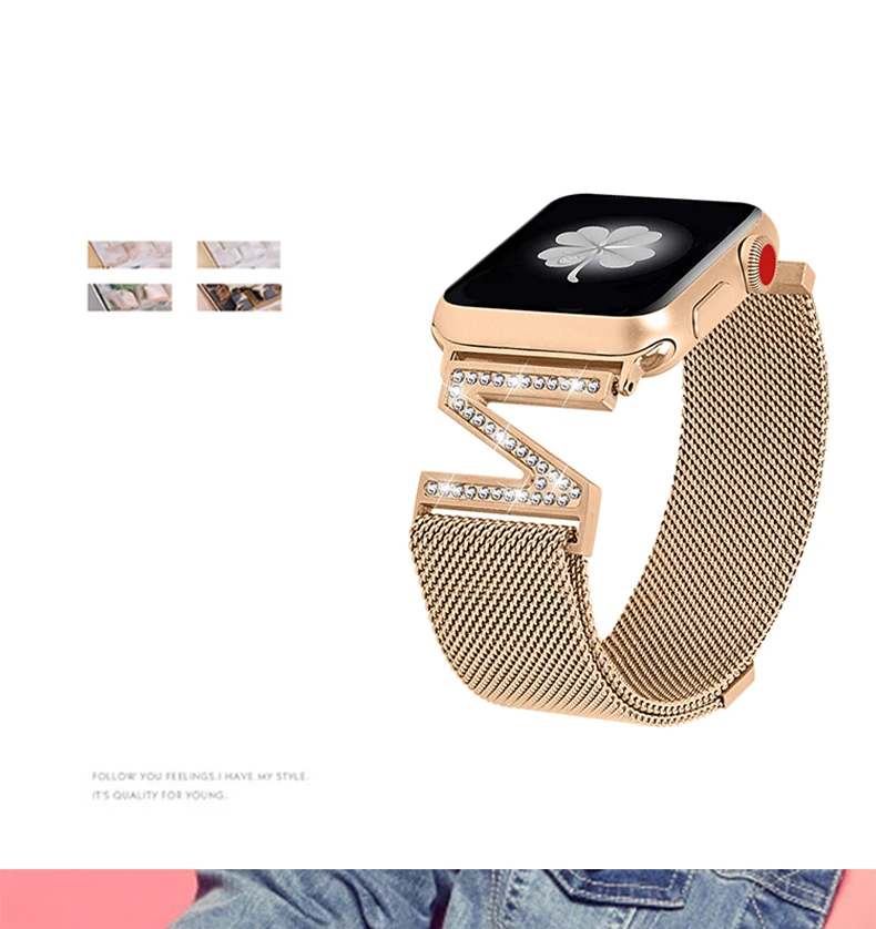 Для женщин часы аксессуары Нержавеющая сталь Band для Apple Watch серии 1/2/3/4, 42 мм, 38 мм, 40 мм 44 браслет ремешок