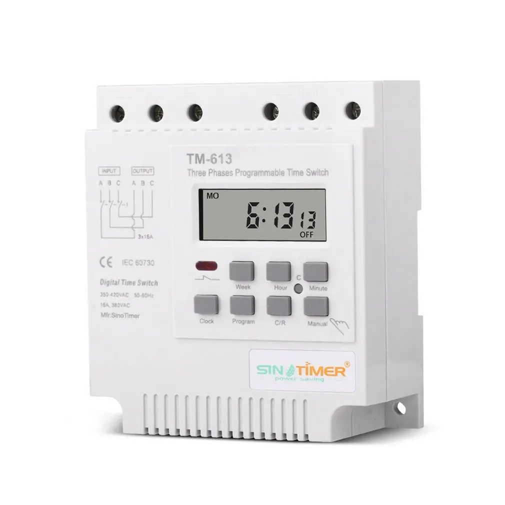 Three Phases 380V 7 Days Weekly Programmable Timer Relay Digital Electronic Microcomputer Time Control Pump Timing Switch