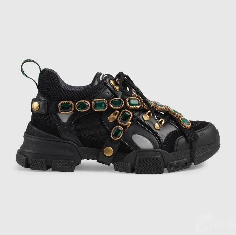 As photo show HOT Women Sneakers Cross Chains Crystal Sneakers Thick Heel Lace-up Woman Casual Shoes Luxury Design Patchwork Tennis Shoes - Color: As photo show