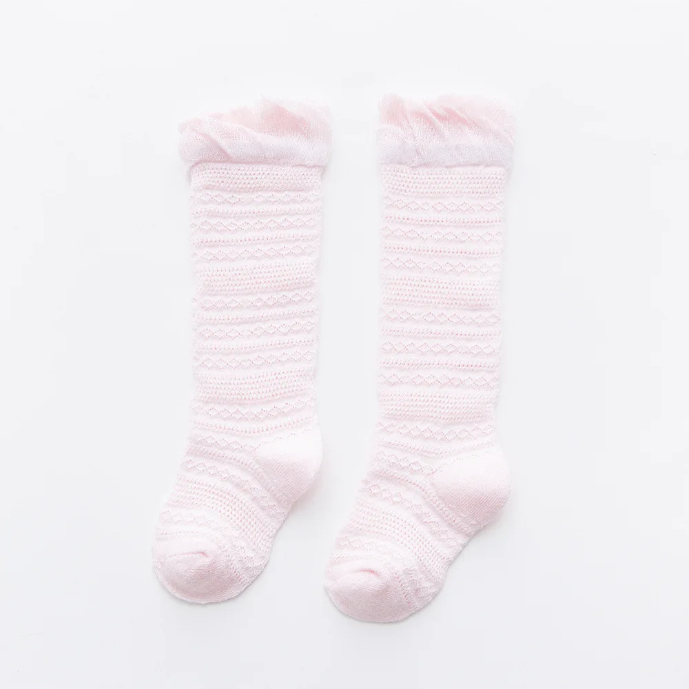 Pink Детские летние хлопковые тонкие носки для кондиционирования воздуха цветные сетчатые носки для новорожденных мальчиков и девочек, противомоскитные носки для малышей - Цвет: Pink