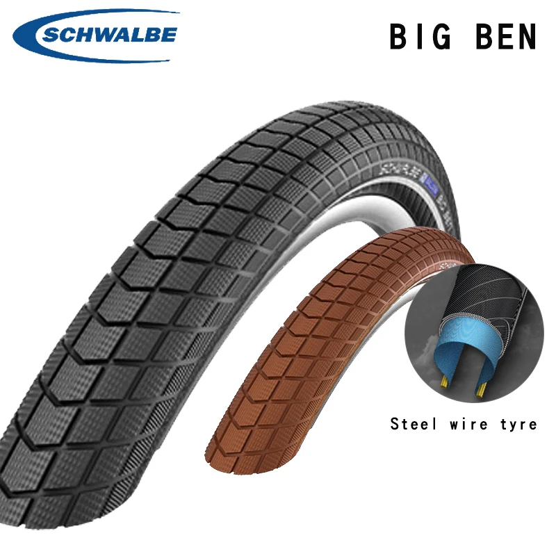 Шины для велосипеда Schwalbe Big Ben City commuter 24 26 27 5 28 дюймов 700 * 38C устойчивые к проколу
