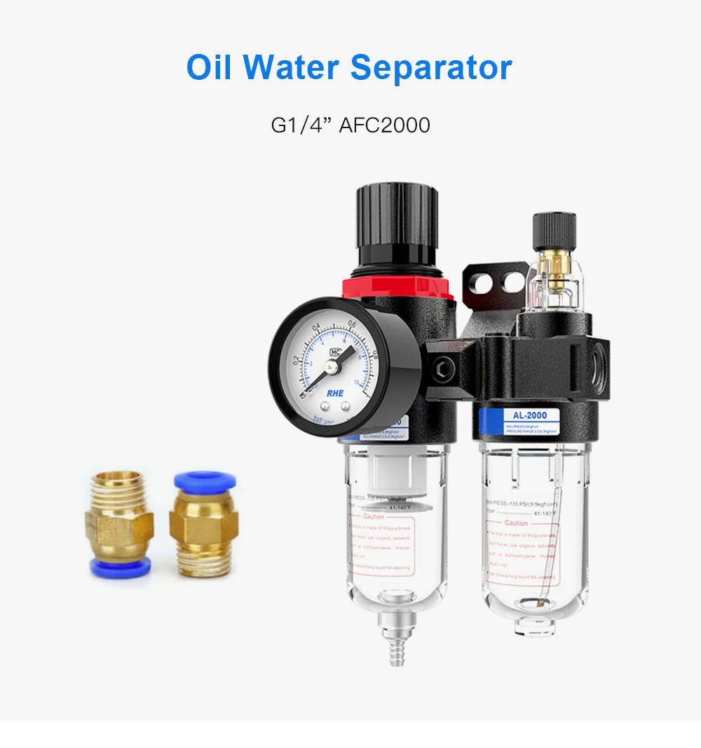 Air Filter Pressure Regulator,Oil Water Separator Trap Air Compressor 5-60Degree 