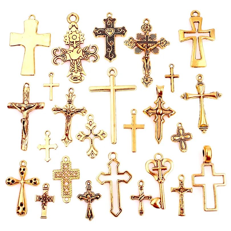 Vintage Gold Color Crosses 25Pcs - My Christian Heart