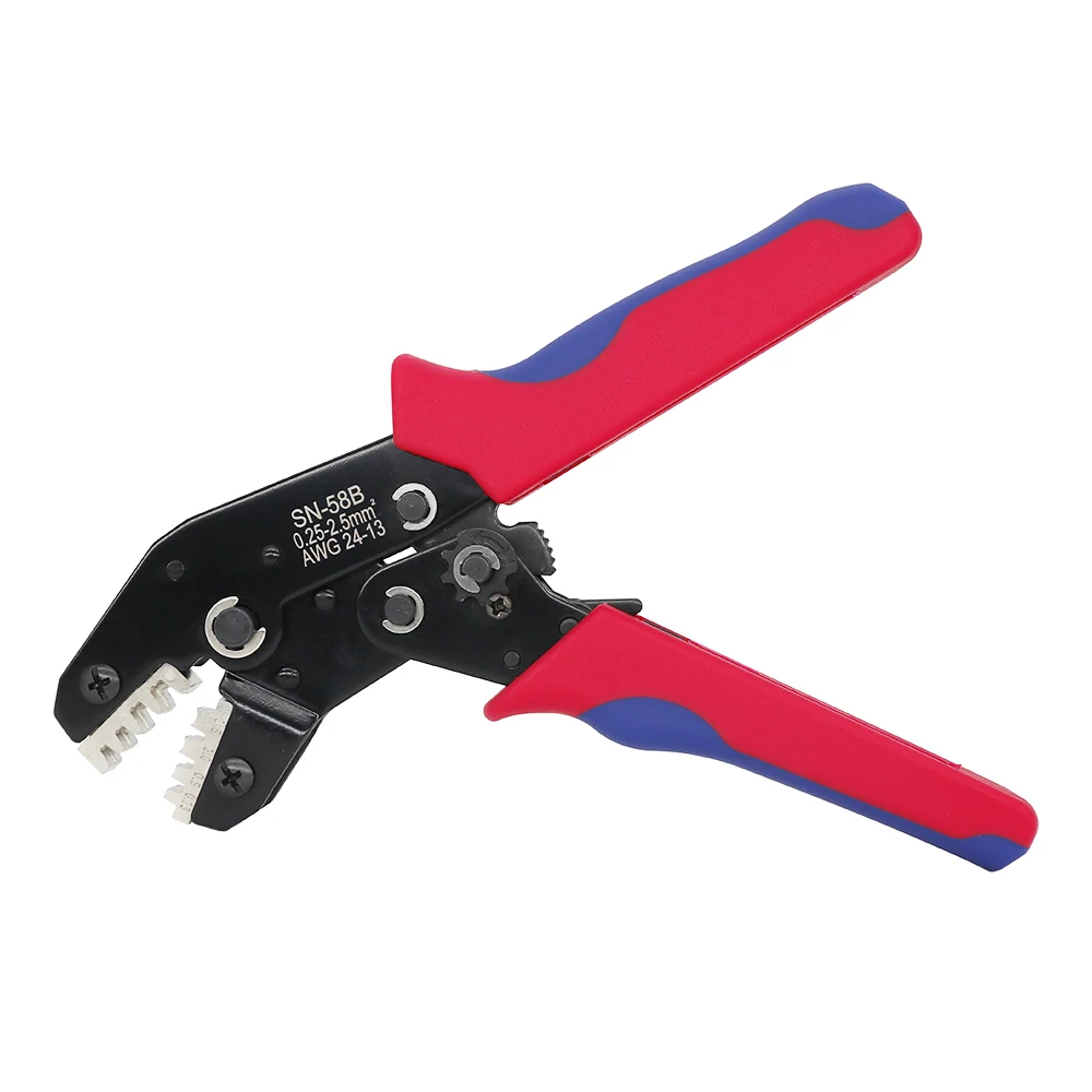 SN-58B Ratchet Crimping Plier Crimper Tool 0.25-2.5mm² AWG24-13 for Dupont,TE,JST,Molex Terminal Wire Electrical Pliers