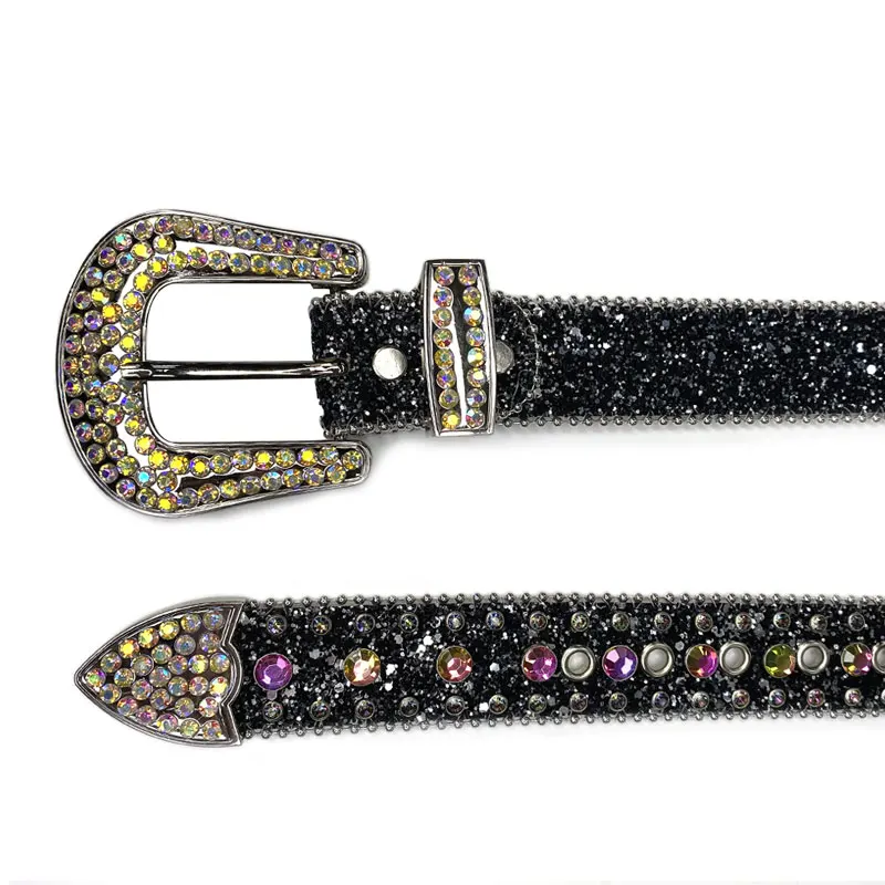 Western Cowgirl Cowboy Bling Bling Rhinestones Belt Quality Studded Belt For Women Men Fashion Cinto De Strass Ceinture Femme