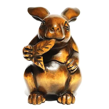 

Y6074 - 2" Hand Carved Boxwood Netsuke - Lovely Rabbit Eating