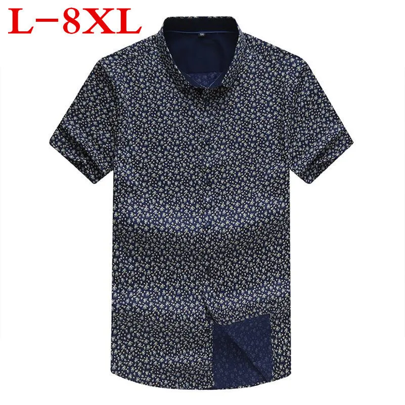 Новинка рубашка большого размера плюс 5XL 6XL 7XL 8XL 100% хлопок с коротким рукавом