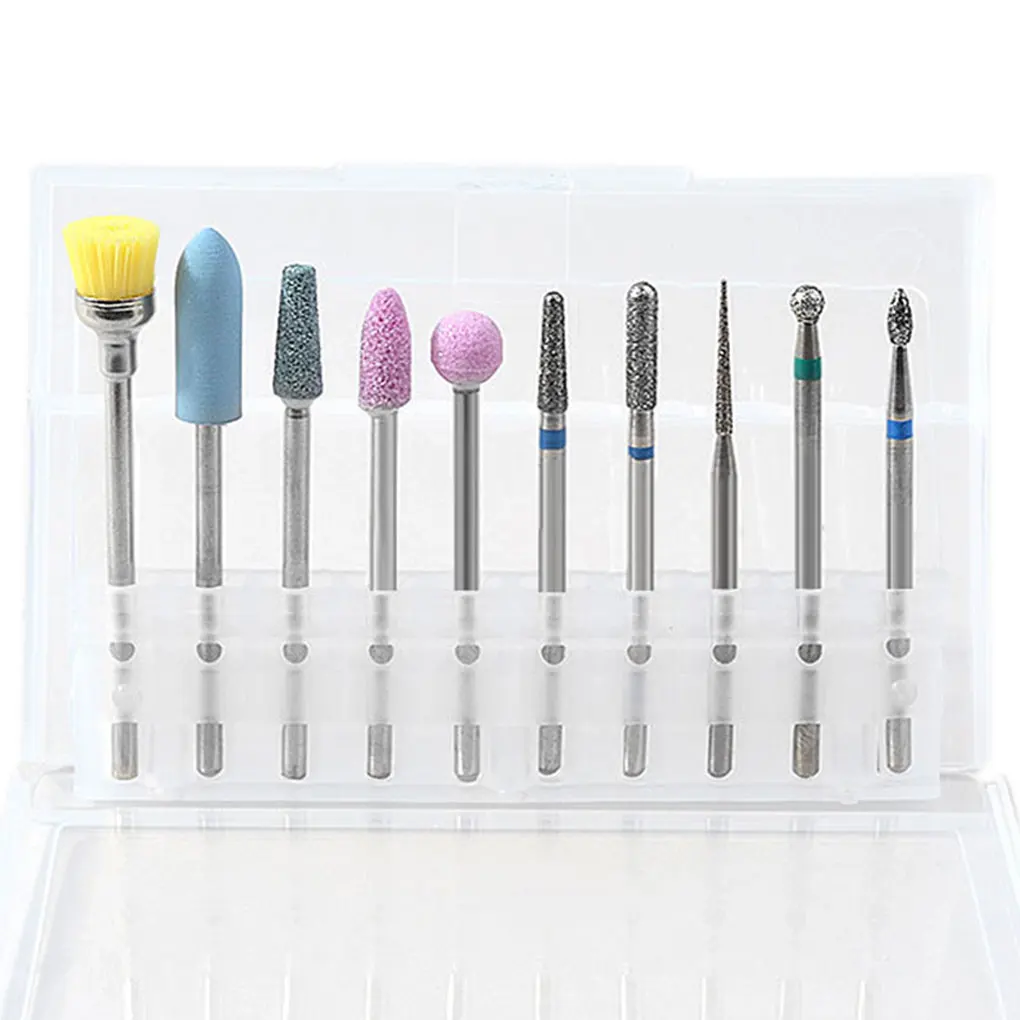 10 шт./компл. алмазная шлифовальная искусства ногтя сверла Многофункциональный Профессиональный Маникюр Полировка фрезеровка печатающей головки комплект