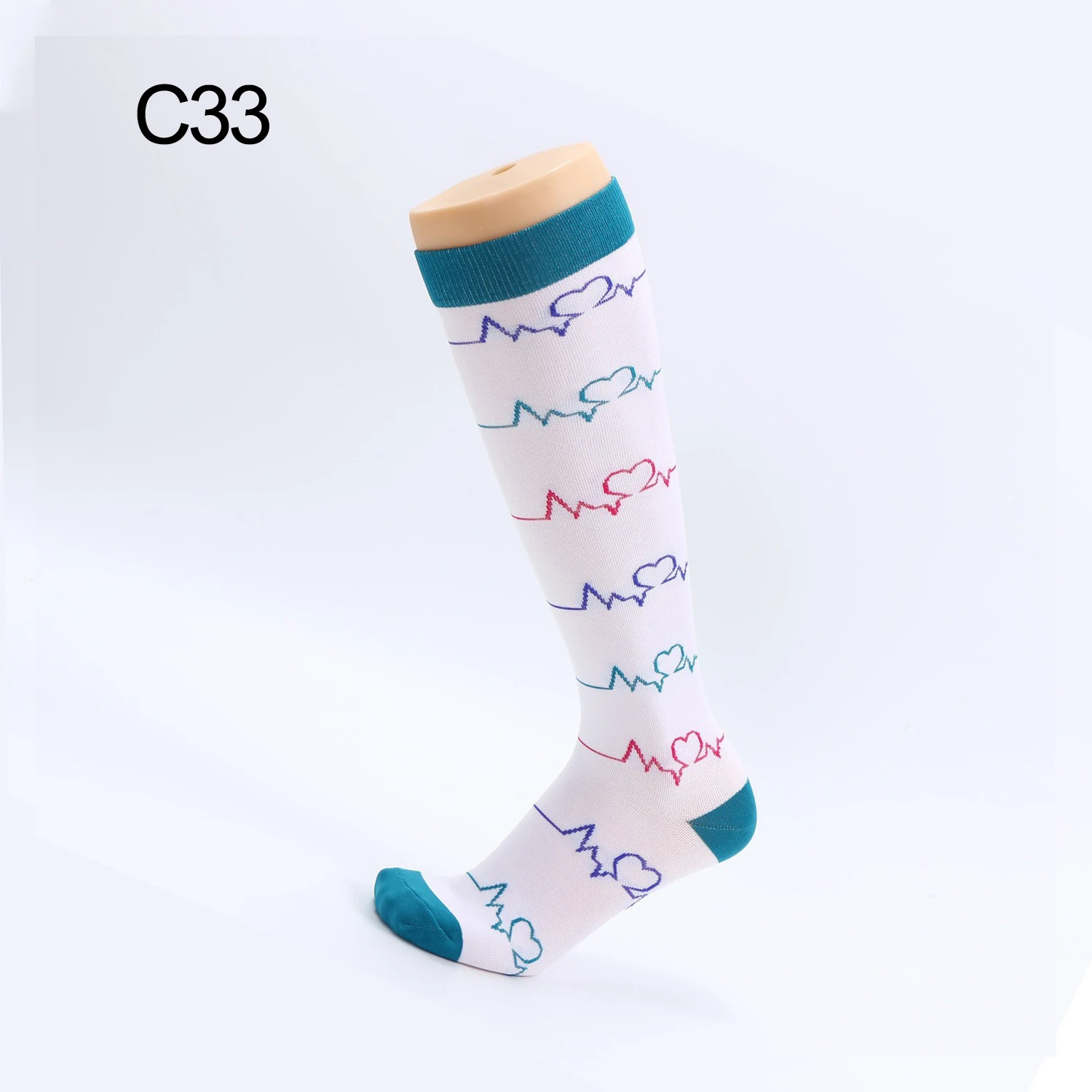 Спортивные Компрессионные носки унисекс для женщин и мужчин, для девушек, для спорта, для медсестер, эластичные, для девушек, Sokken, до бедра, Medias De Compresion - Color: C33