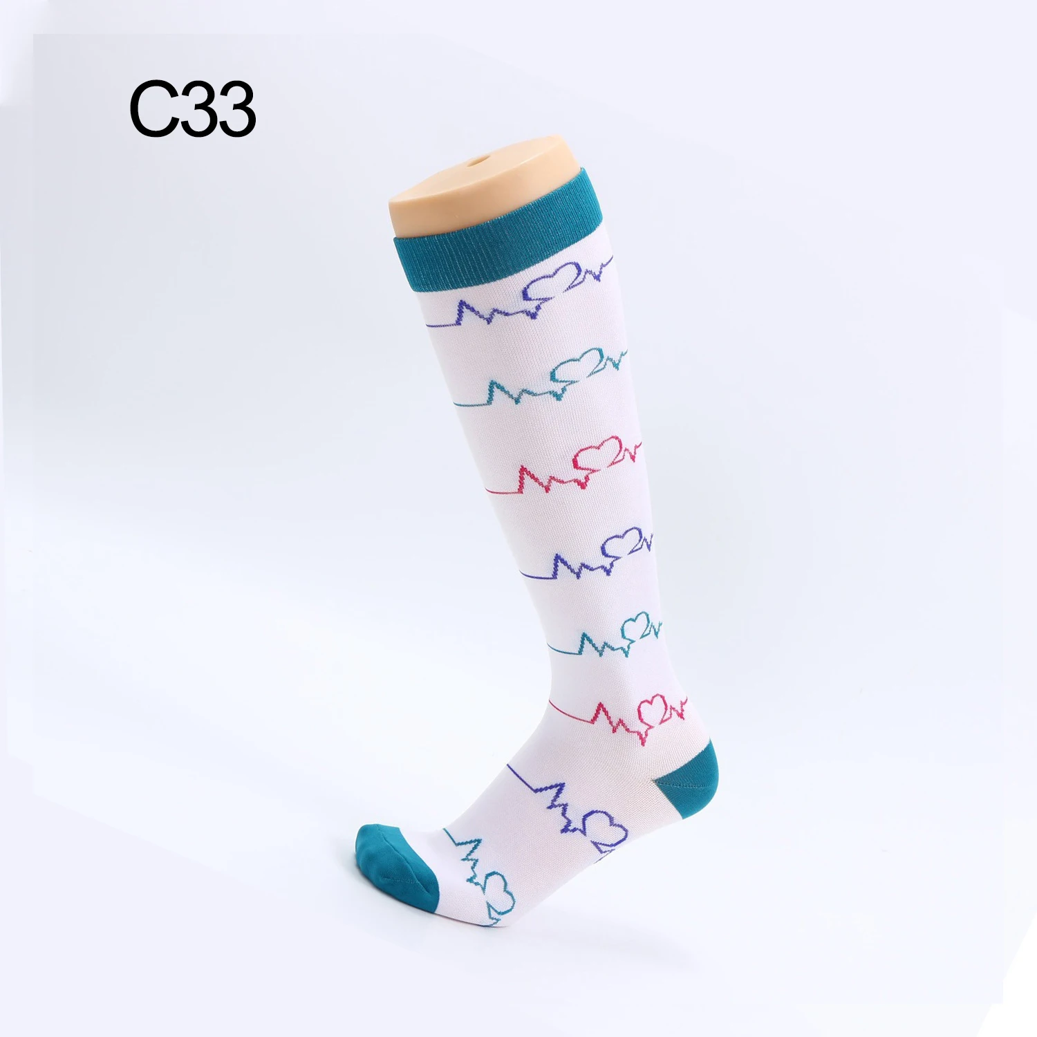 C33 Спортивные Компрессионные носки унисекс для женщин и мужчин, для девушек, для спорта, для медсестер, эластичные, для девушек, Sokken, до бедра, Medias De Compresion - Color: C33