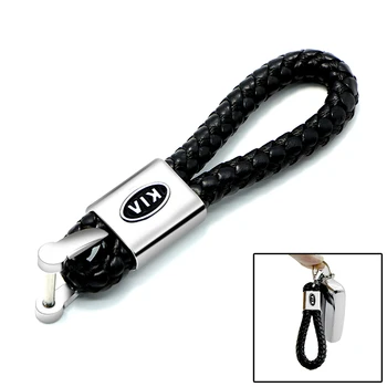 

1pcs 3D Metal+Braided rope Car Badge Keychain Key Chain Key Rings For KIA K2 K3 K5 Sorento Sportage R Rio Soul cap car styling