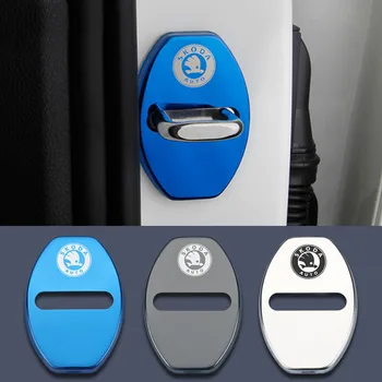 

Car Door Lock Cover For Skoda Emblem Kodiaq Fabia Rapid Spaceback Karoq Octavia Superb Yeti Kamiq Metal Sticker Badge Decoration