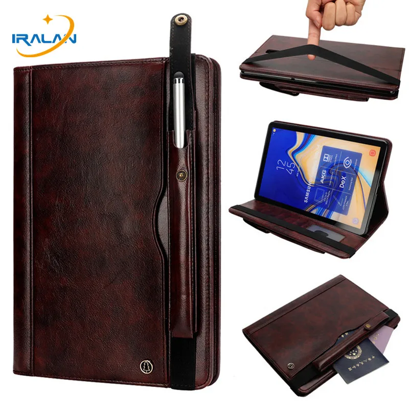 

PU Leather Smart Case For Samsung Galaxy Tab S4 10.5 2018 SM-T830 T835 T837 With Pencil Holder Tablet Shockproof Cover+Film+Pen