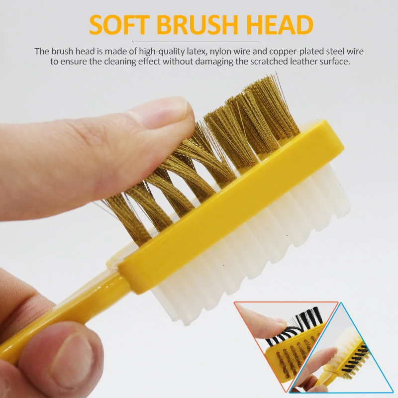 3-Sided Cleaning Brush Rubber Eraser Set Fit for Suede Nubuck Shoes Steel+ Nylon+ rubber Boot Cleaner