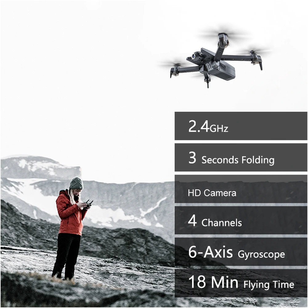 GW106 Радиоуправляемый Дрон с камерой 720P WiFi FPV контроль высоты приложение gps складной Радиоуправляемый квадрокоптер Дрон для начинающих с 3 батареями